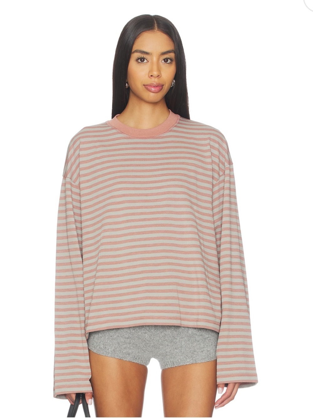 NEW LIONESS Bloom Long Sleeve Top in Muted Pastels Stripe size XS
